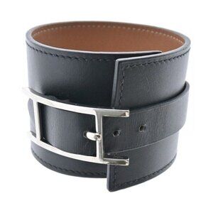 Hermes Bracelet Bangle Leather Black